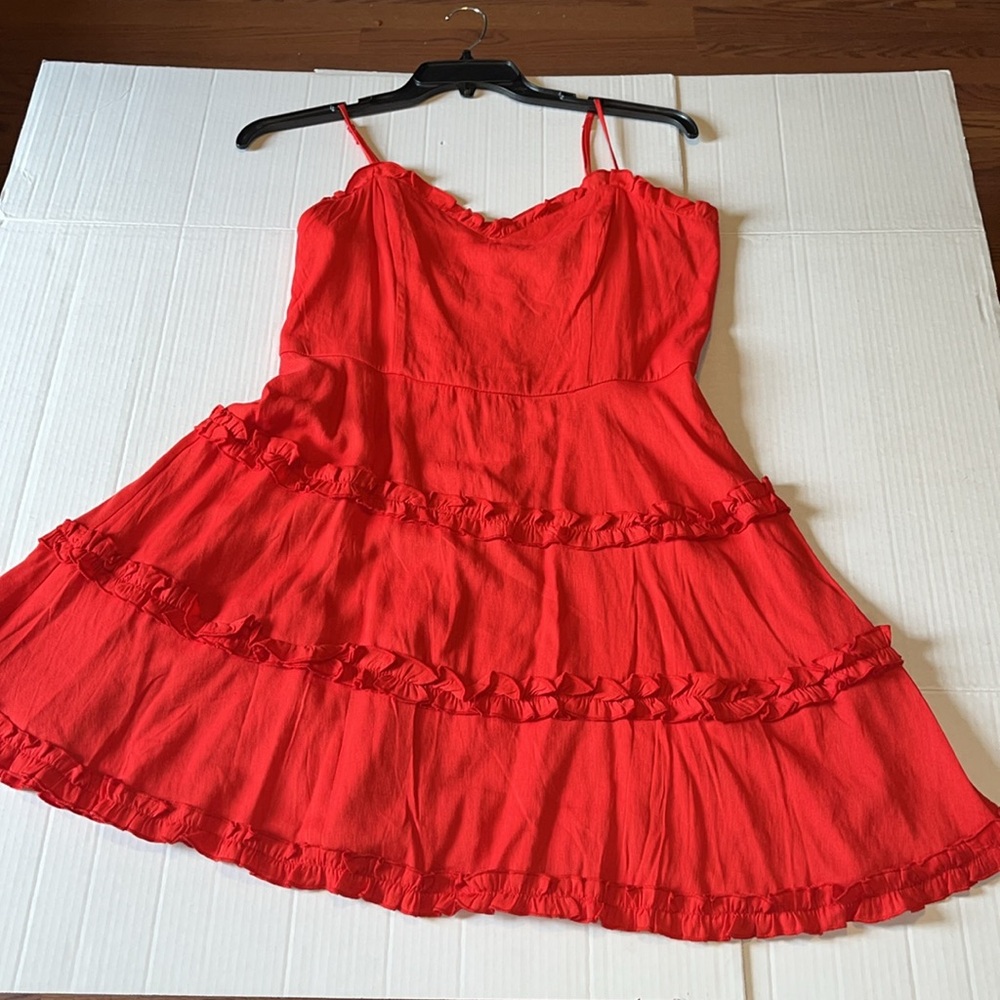 NWT-Francesca's-XL-Red-Spaghetti Strap, tiered ruffles, mini dress/Sundress. - Picture 1 of 12
